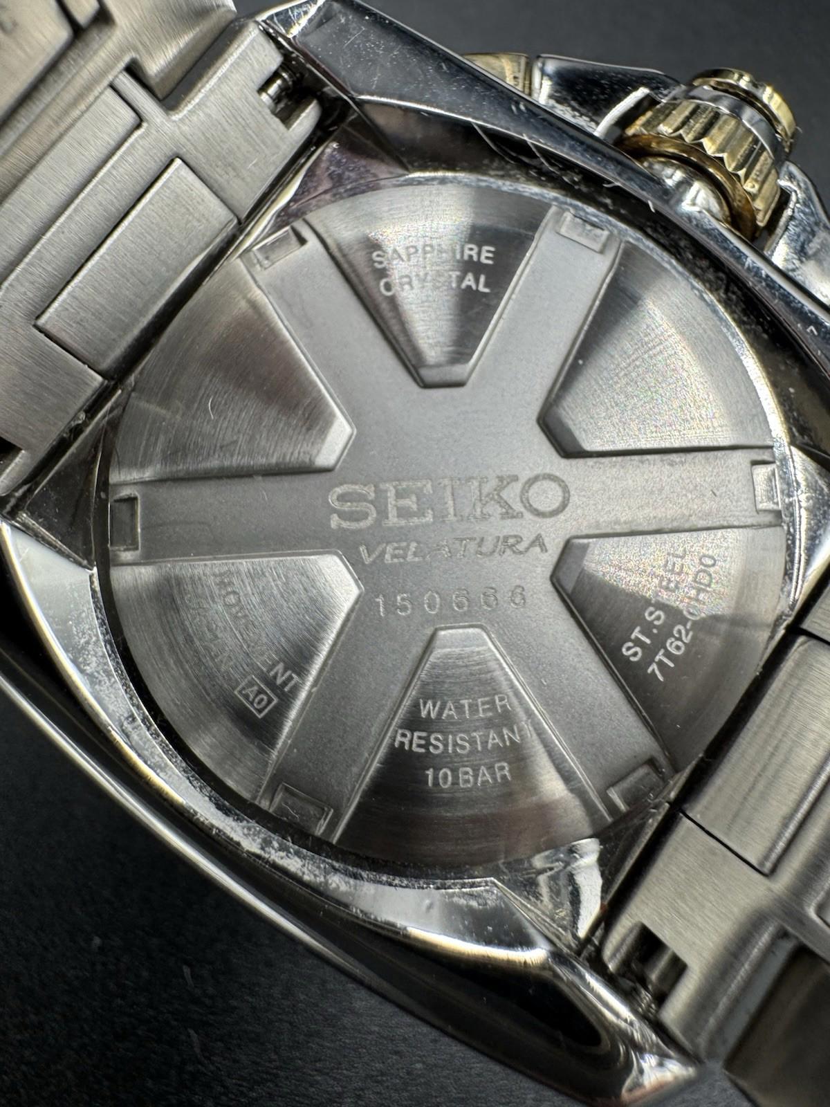 Seiko Velatura SNDX99 Chronograph Blue Dial Quartz Watch w/ Box Papers 7T62-0HD0