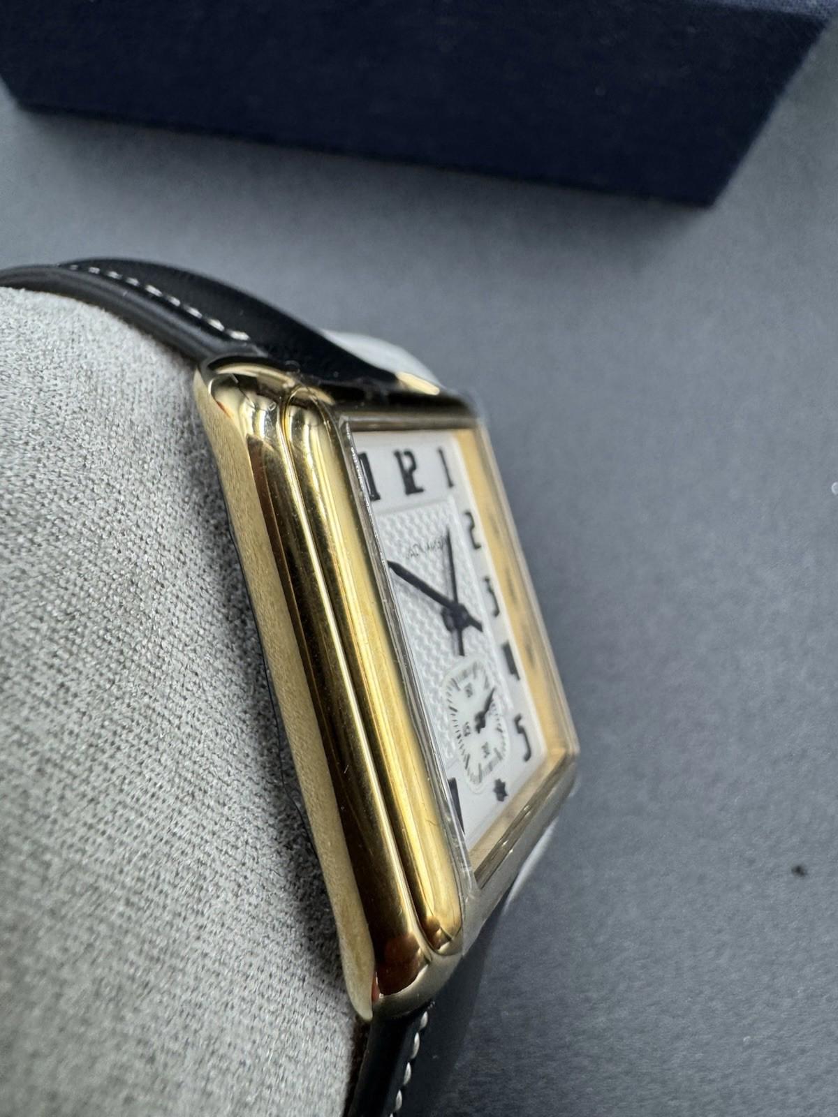 Jack Mason Issue No. 2 Heritage Rectangular Gold Tone Watch Black Leather #431B