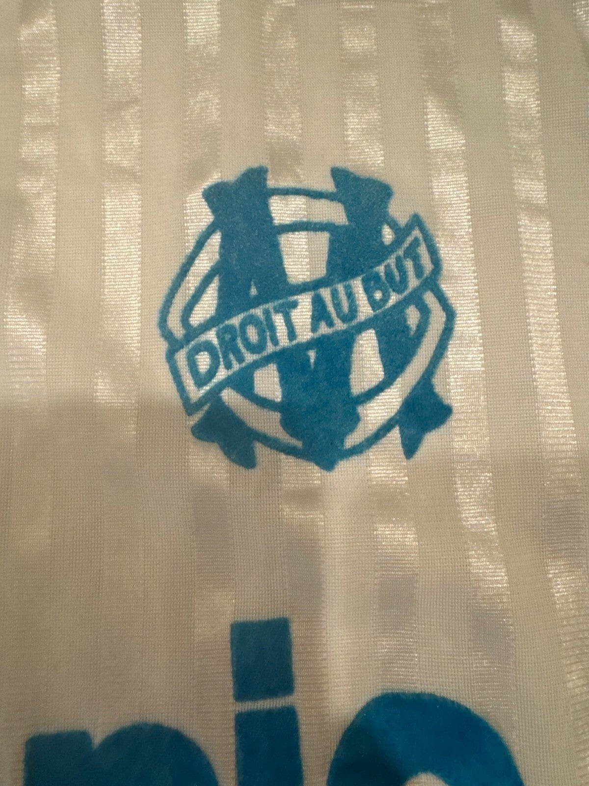 Vintage 1990 Home Kit Olympique Marseille Long Sleeve Football Jersey Large Rare