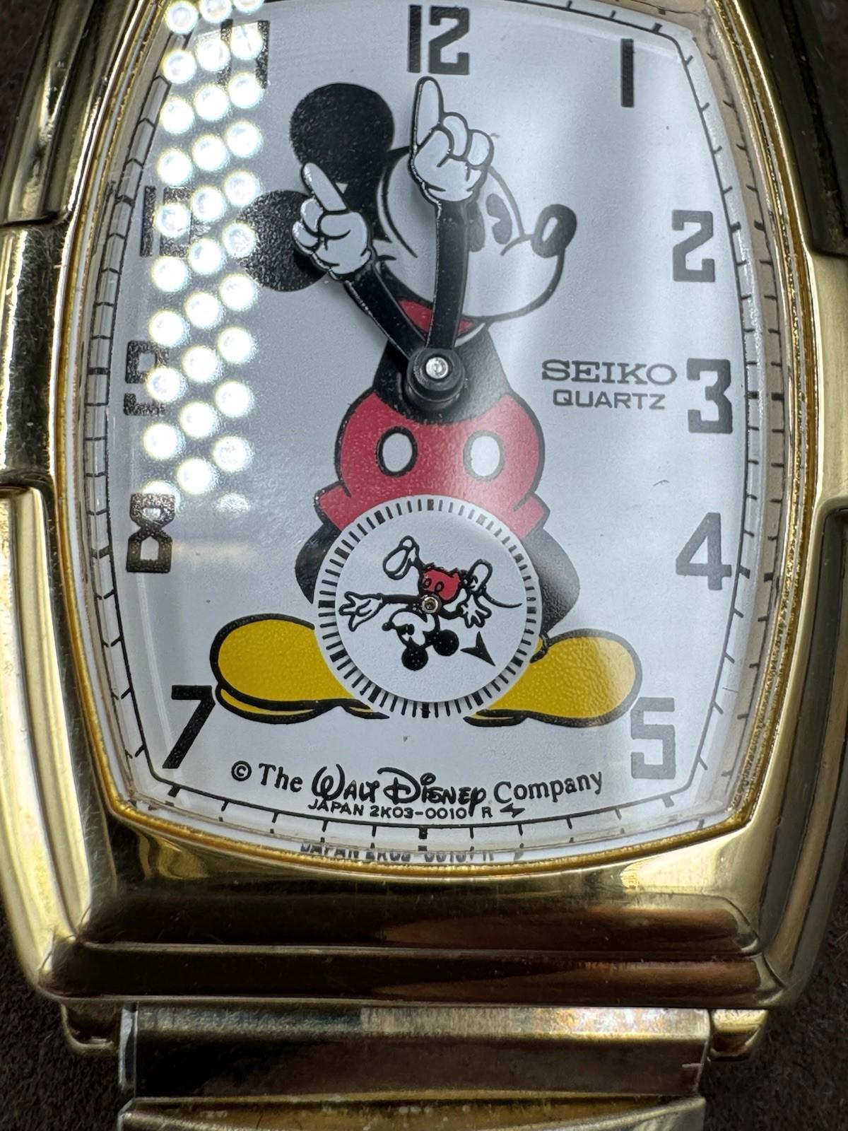 Seiko 80’s Vintage Mickey Mouse Watch 2K03-5019 Twist-O-Flex with New Battery VG