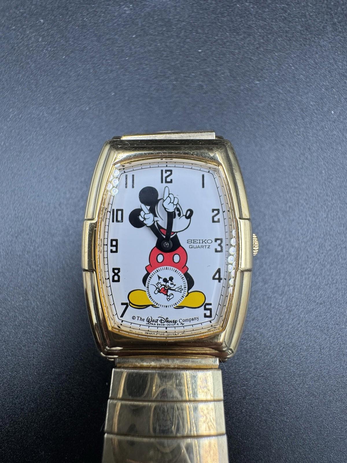 Seiko 80’s Vintage Mickey Mouse Watch 2K03-5019 Twist-O-Flex with New Battery VG