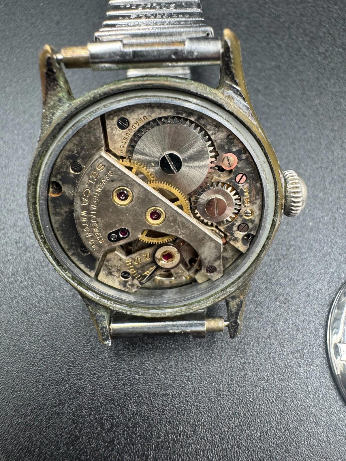 Vintage Riversa G.I. Swiss Watch 17 Jewels Selca Movement Incabloc Needs service