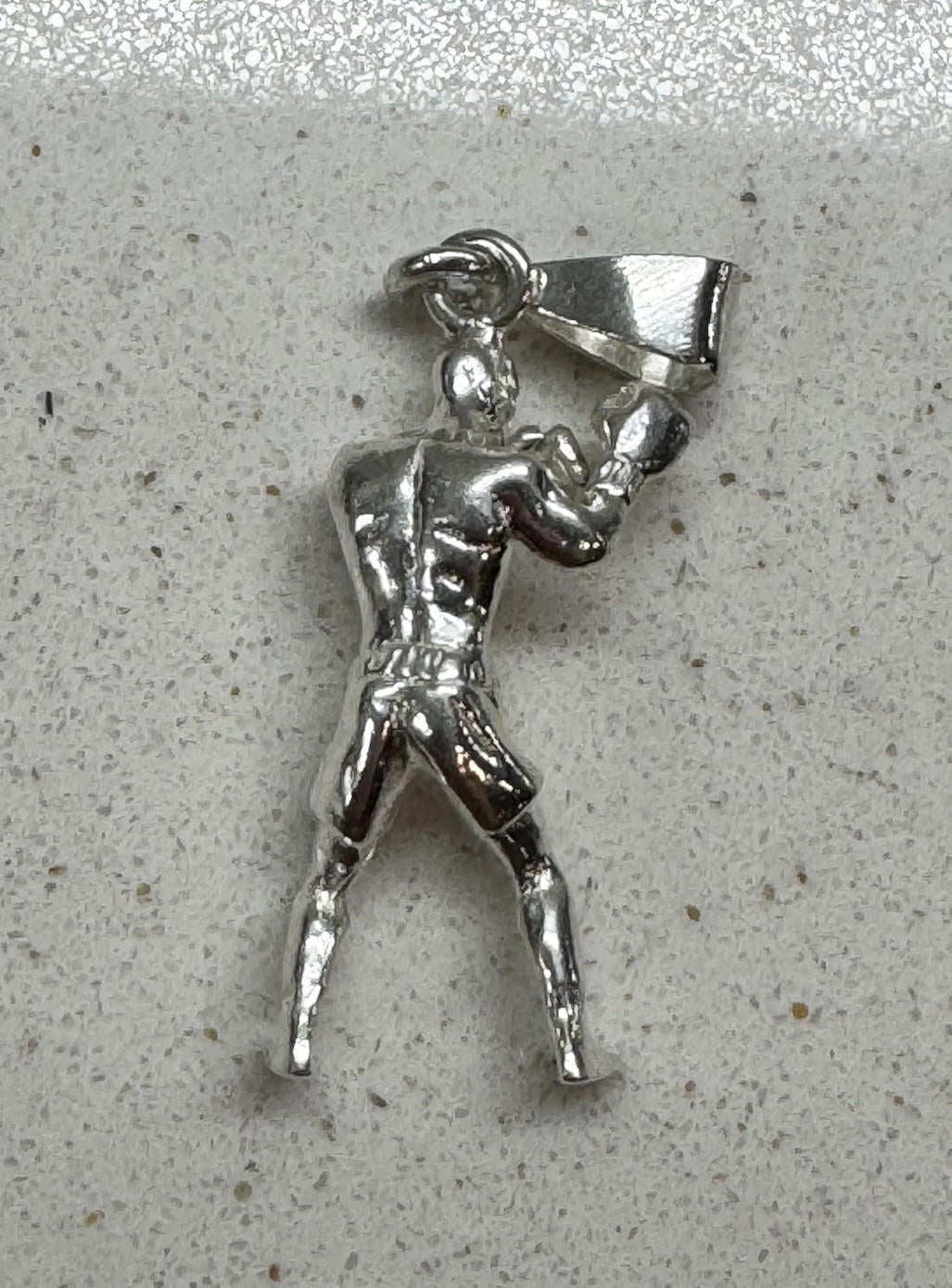 .925 Sterling Silver Boxer Charm Man Boxing 3D Loose Pendant