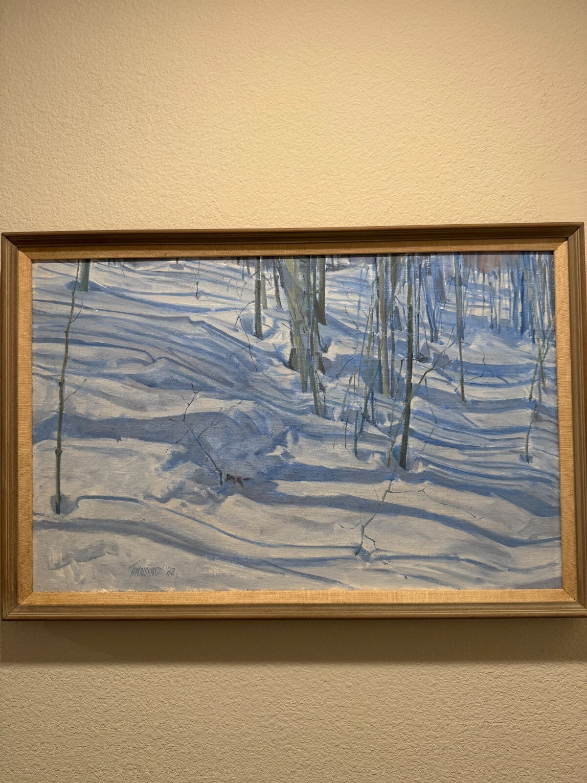 Townsend 1982 Oil Painting Winter Forest Snow Landscape Signed Canvas - Very Goo