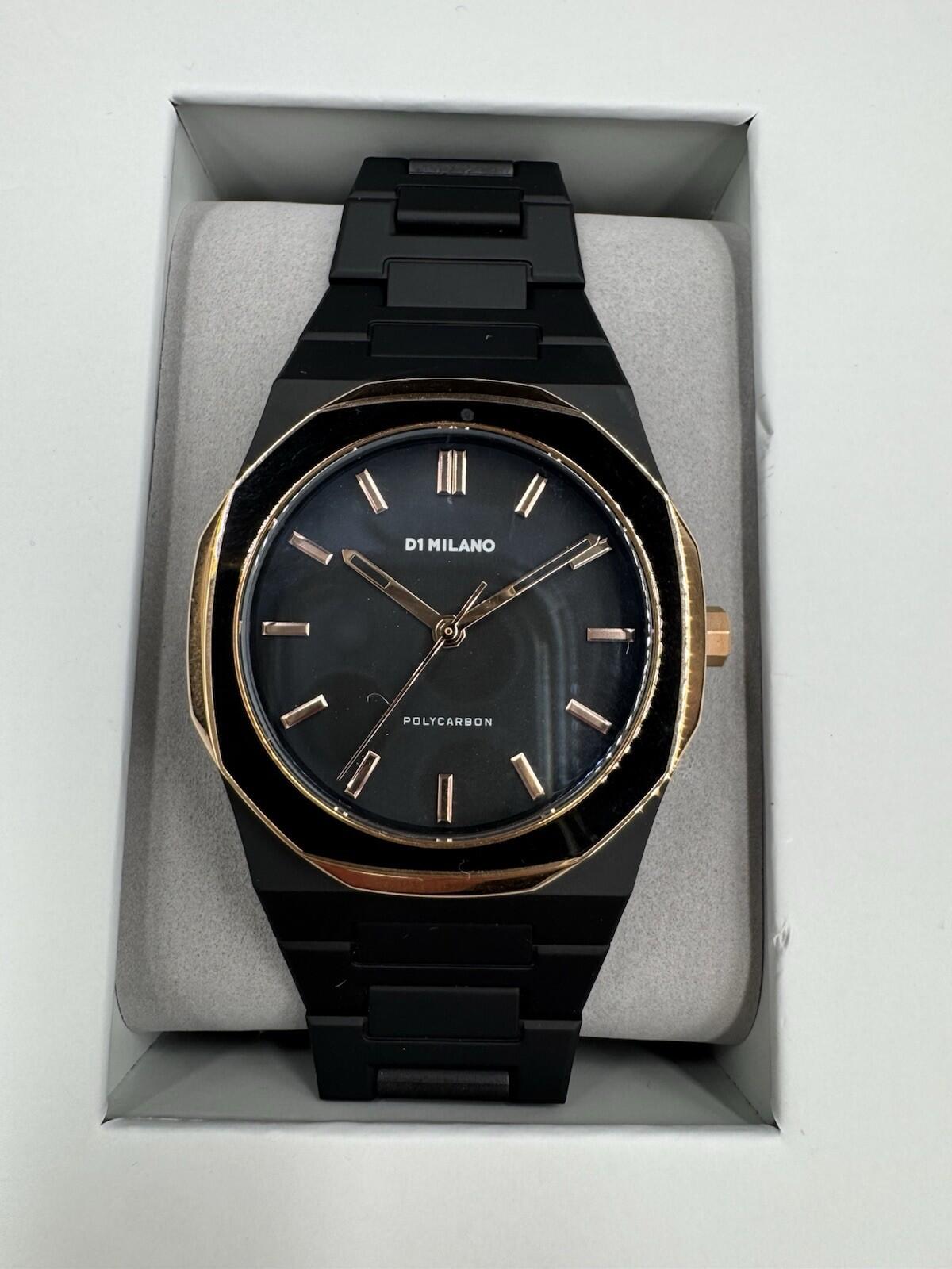 D1 MILANO Watch PCBU14 Polycarbonate Rose Gold Bezel and Black Mesh 40.5mm New M