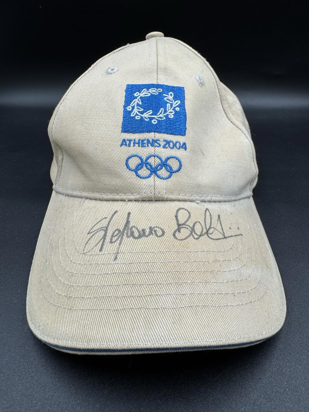 Vintage Athens 2004 Olympics High Official Hat Signed Stefano Baldini Marathon G
