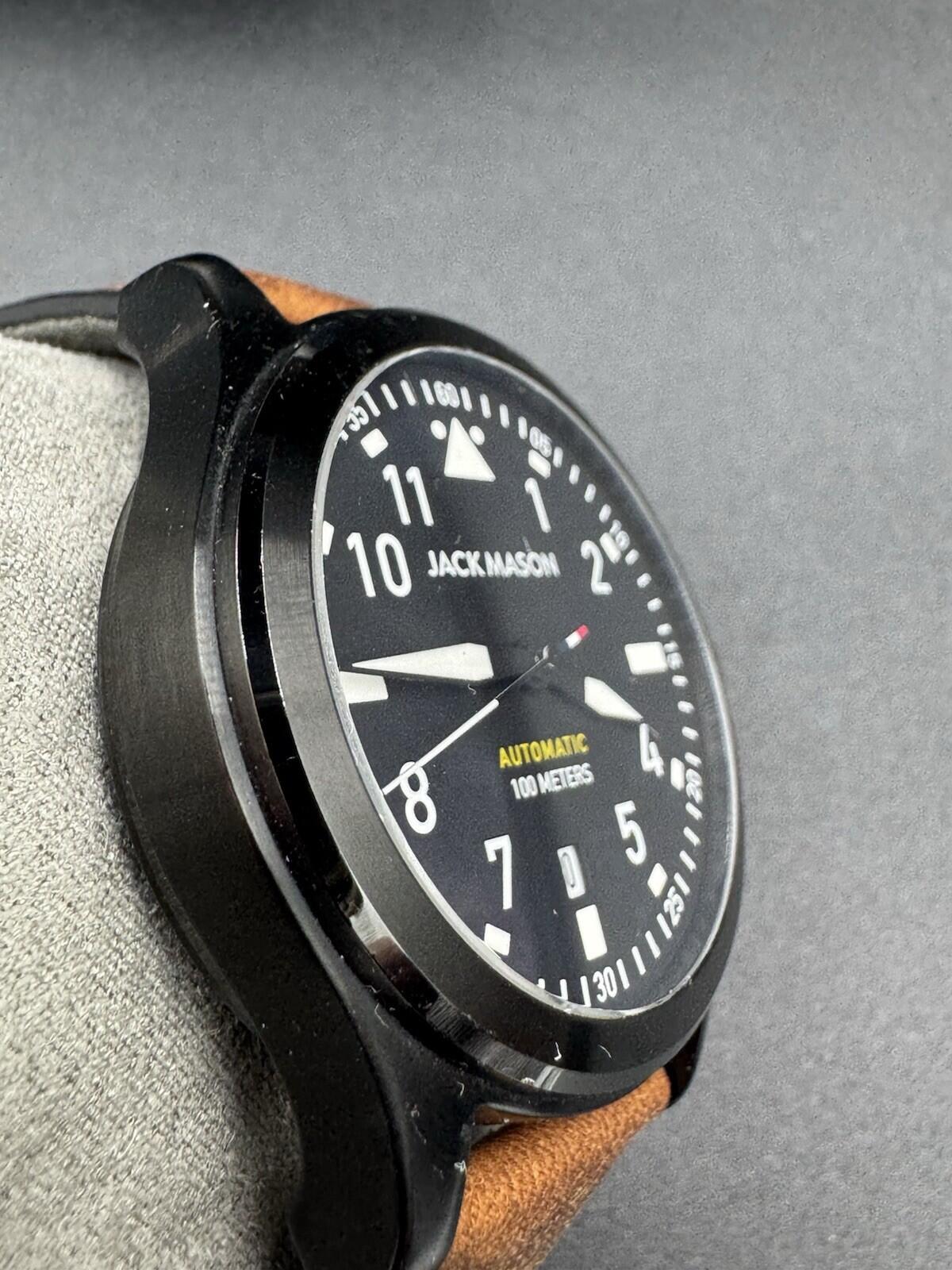 Jack Mason JM‑A103-005 Automatic Watch Rare Black Stainless Steel w/ Box Papers