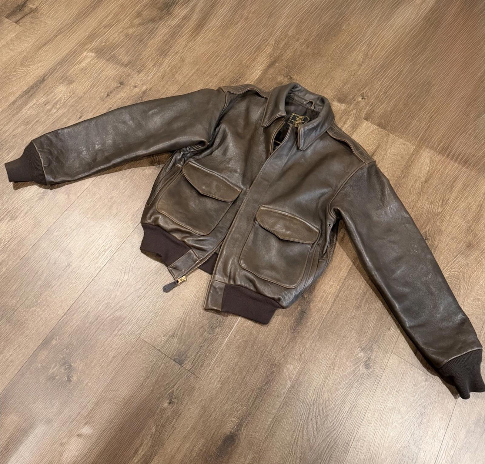 Cockpit USA Type A-2 Leather Bomber Jacket Brown Aviator's Flight Kit No 30-1415
