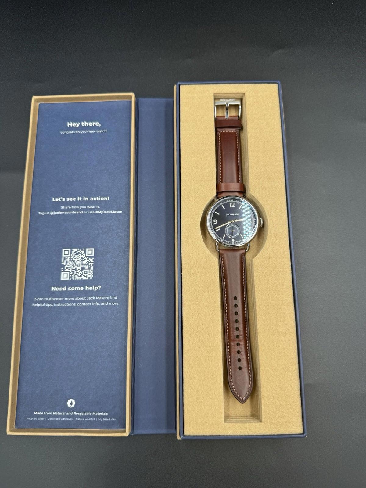 Jack Mason JM-A601-003 Avigator 3 Hand - 45mm Warm Grey Dial Brown Leather Band