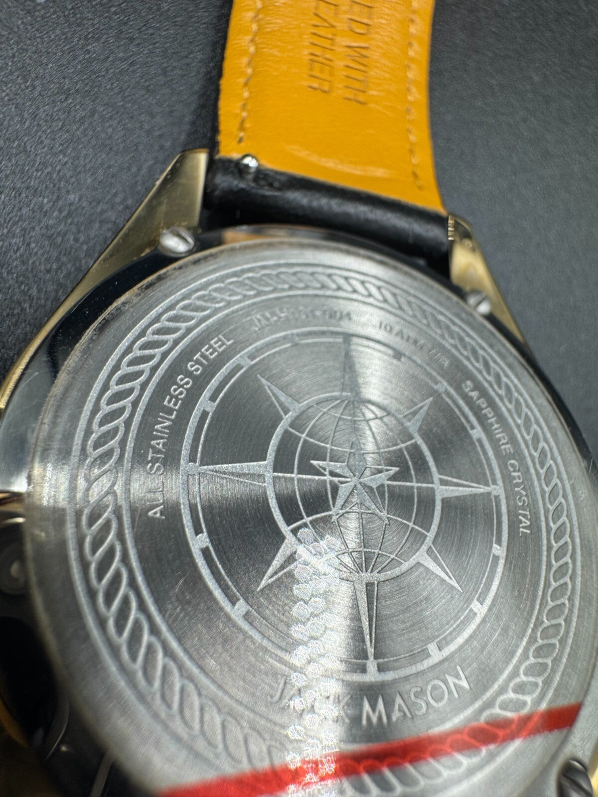 Jack Mason Canton Day-Date Quartz Watch (Gold PVD) with Brown Leather Strap VG+