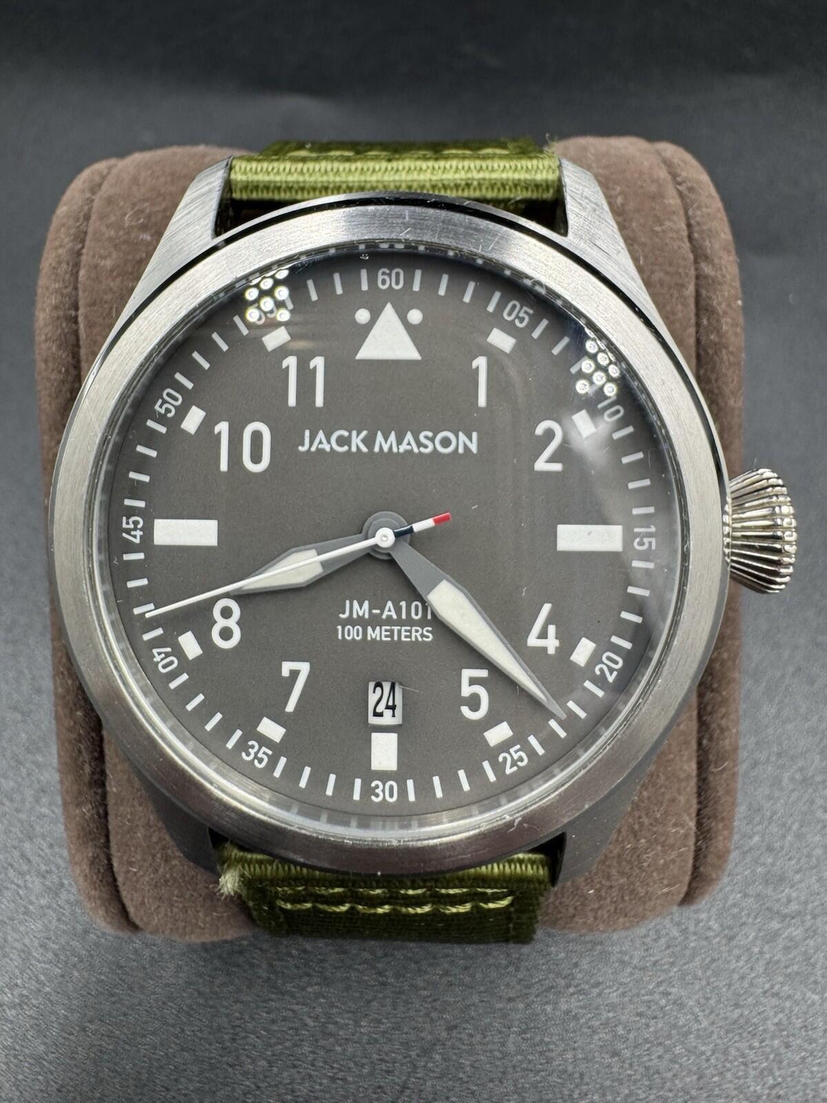 Jack Mason Aviation JM-A101-204 Green Nylon Strap 42mm Pilot Watch Missing Screw