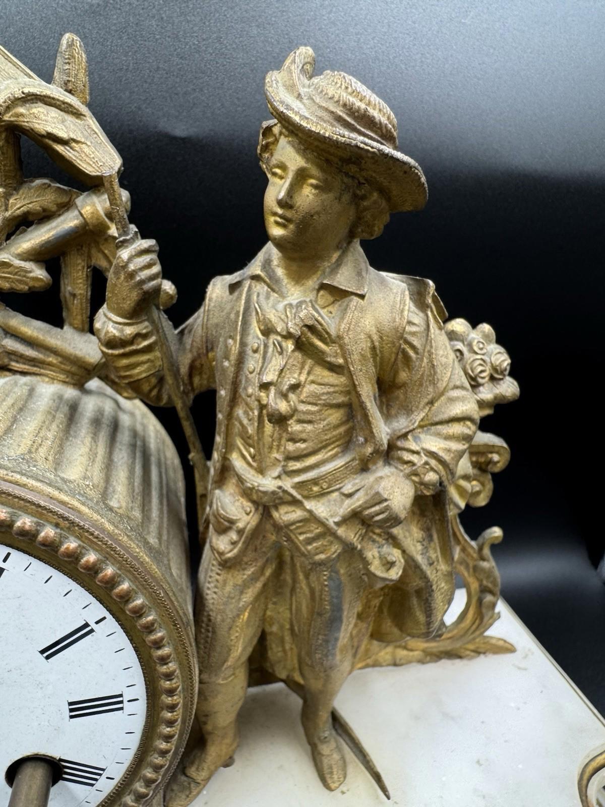 Antique Japy Freres Figural Musketeer Mantel Clock H. Molle