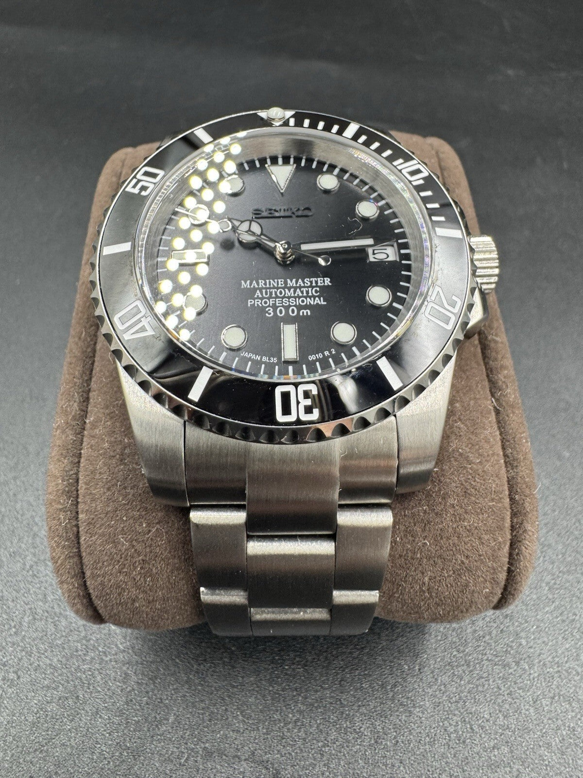 Seiko Mod Marine Master Black Dial with Genuine Seiko NH35 Movement Stainless St