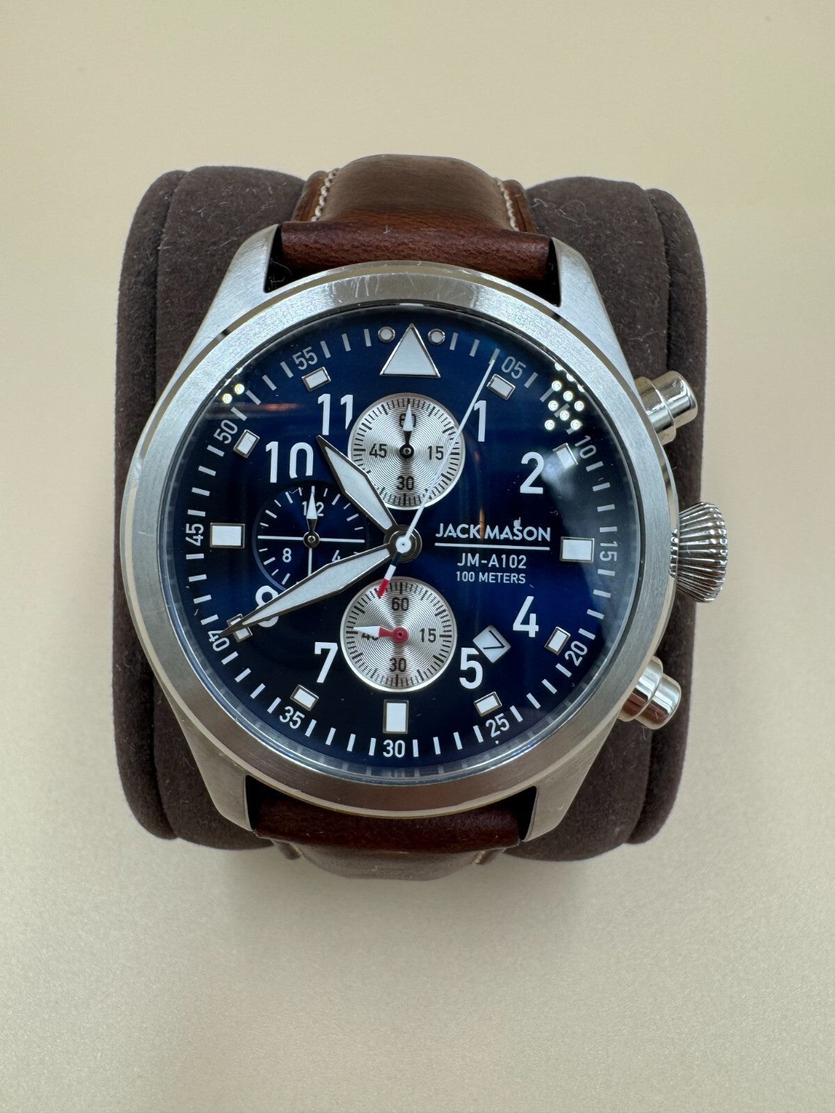 Jack Mason Aviator Chronograph Mens Watch - JM-A102-107 100 Meters Leather Strap