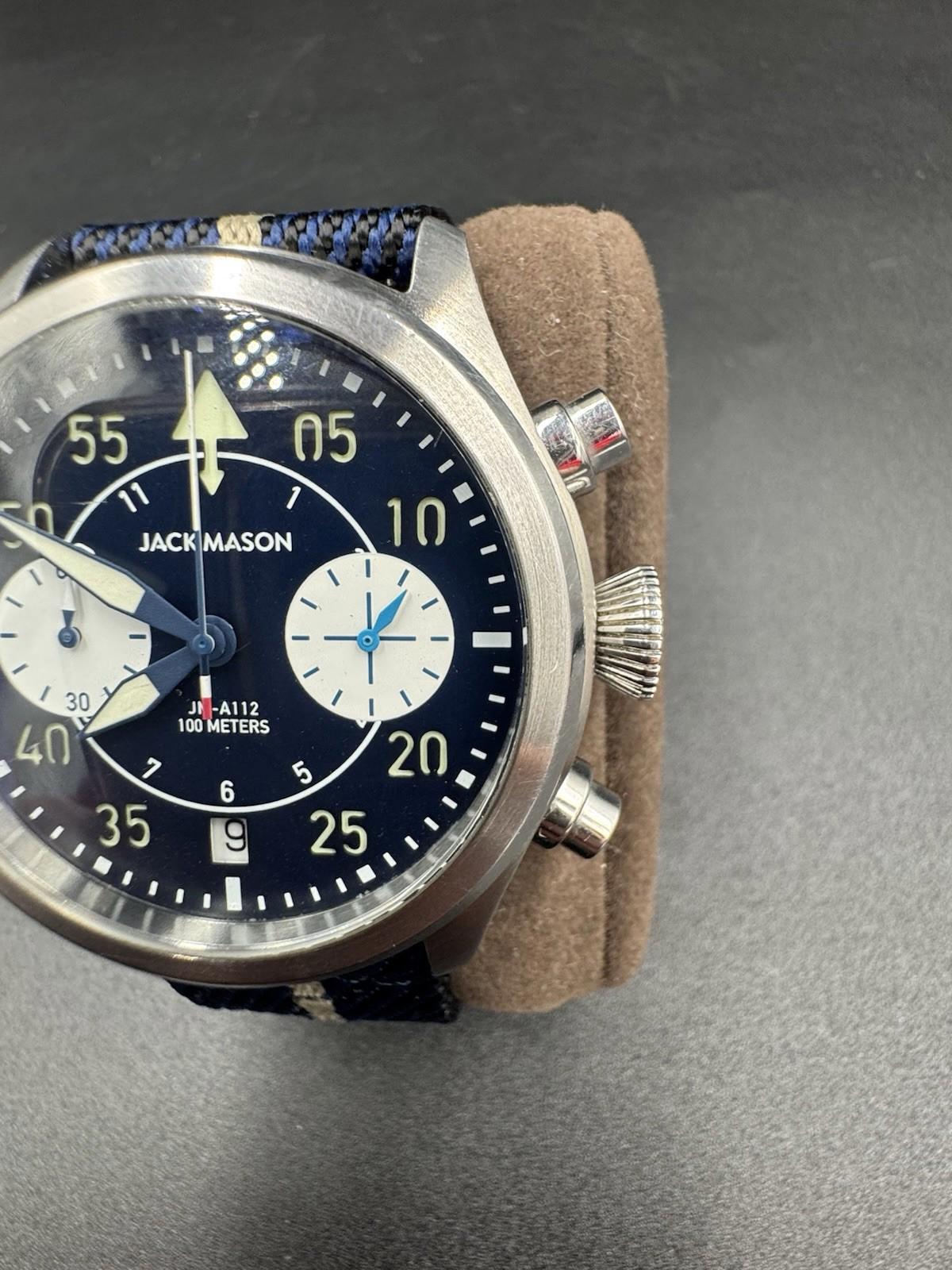 Jack Mason Aviation Nylon Band Men's Analog Watch Luminous JM-A112-001 Very Rare