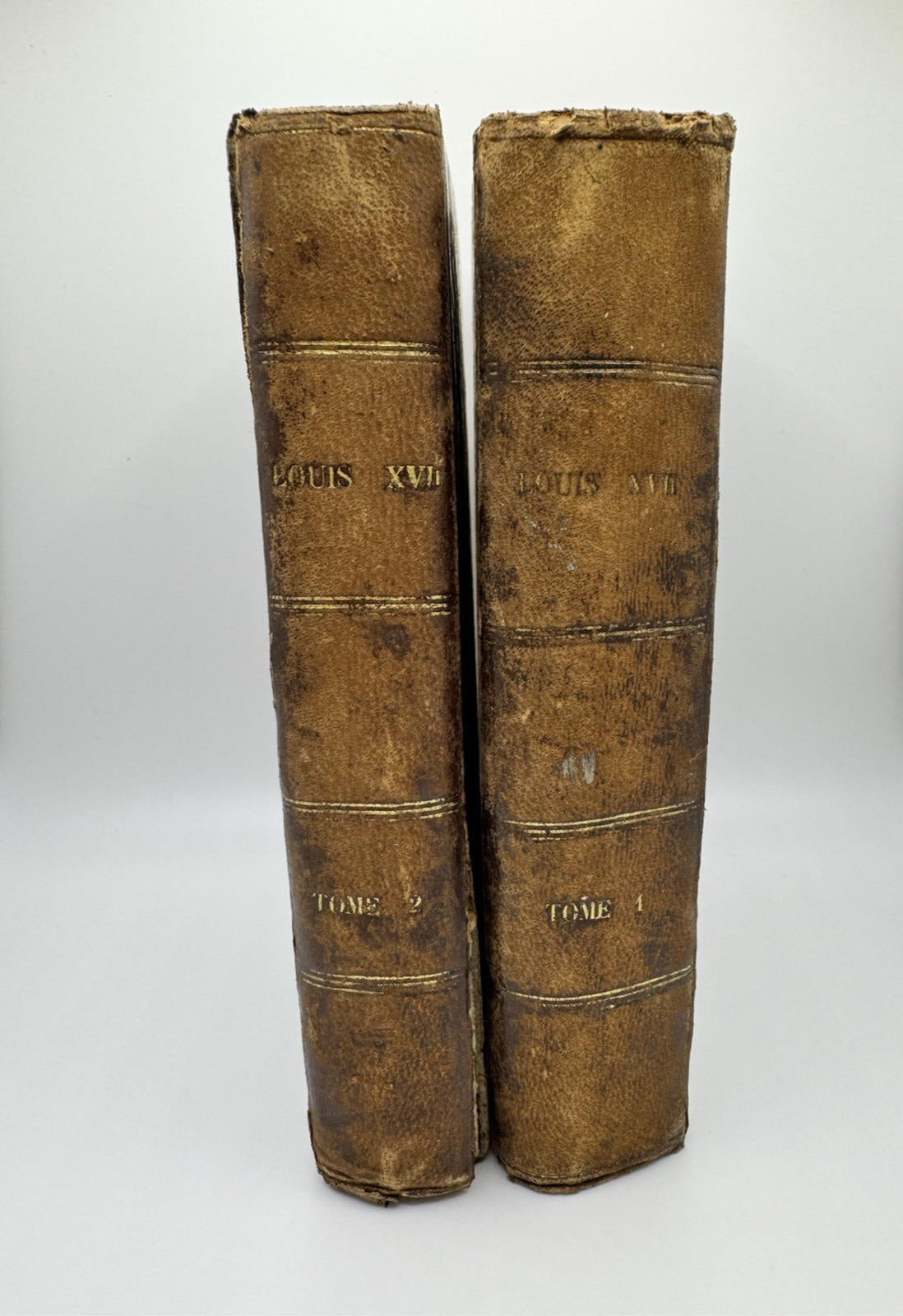 French 1868 LOUIS XVII Leather Paris Tome 1 & 2 Set of Two - Roger Guillemin 77