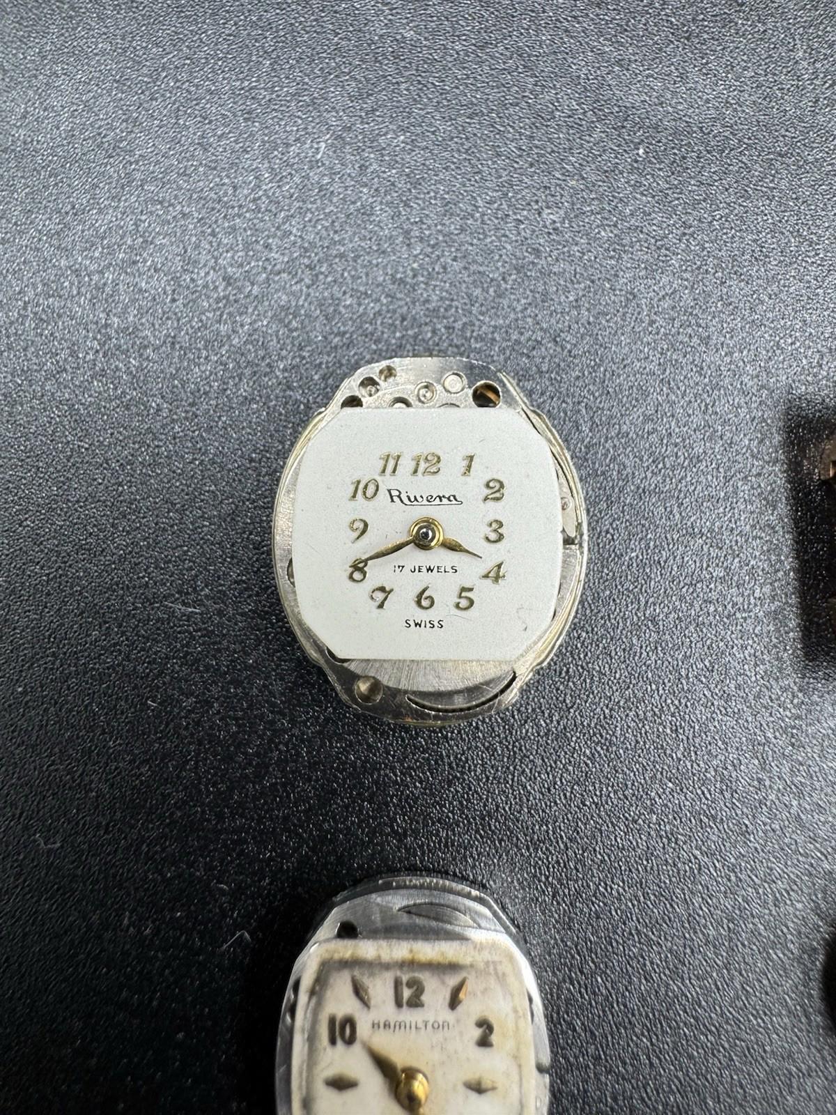 Watch Movements Lot of 4 Hamilton Benrus Riviera Hoga 17J