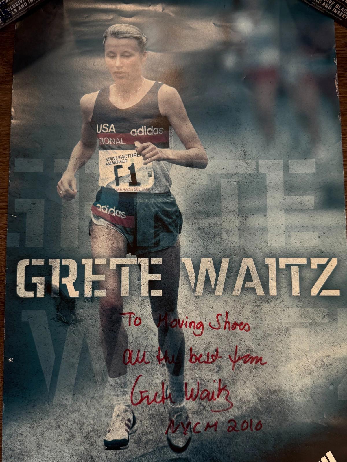 Olympic Runner GRETE WAITZ Signed Autographed Adidas Poster NYCM 2016 9 time Win
