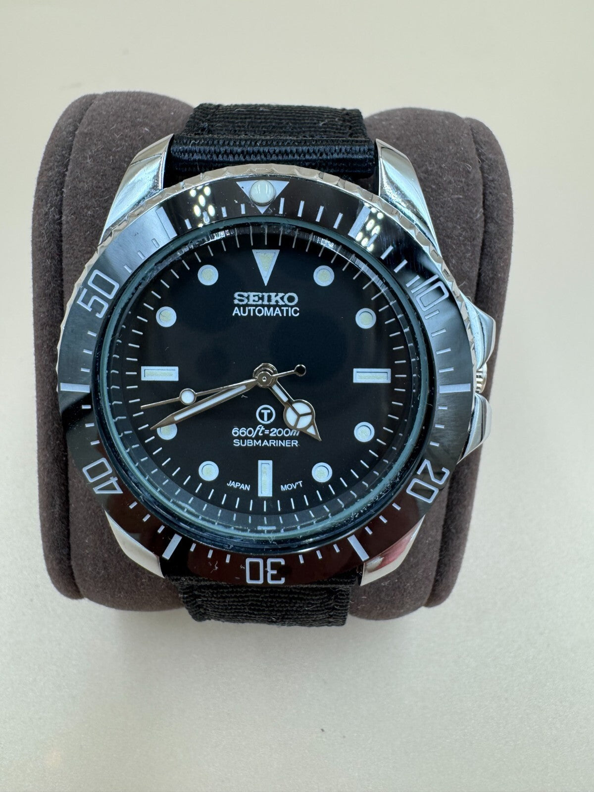 Seiko Mod Submariner Automatic 200m NATO Strap Black Dial Great Condition Japan