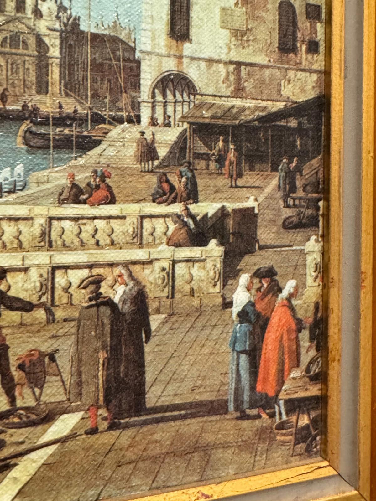 Vintage Framed Canaletto Reproduction Print The Quay of the Piazzetta Venice VG+