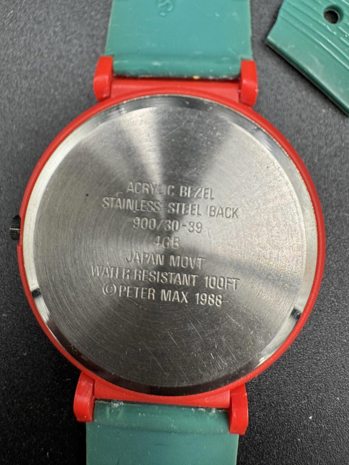 Vtg 1988 Peter Max Neo Max Watch Runner Save The Rainforest New Battery Runs VG+