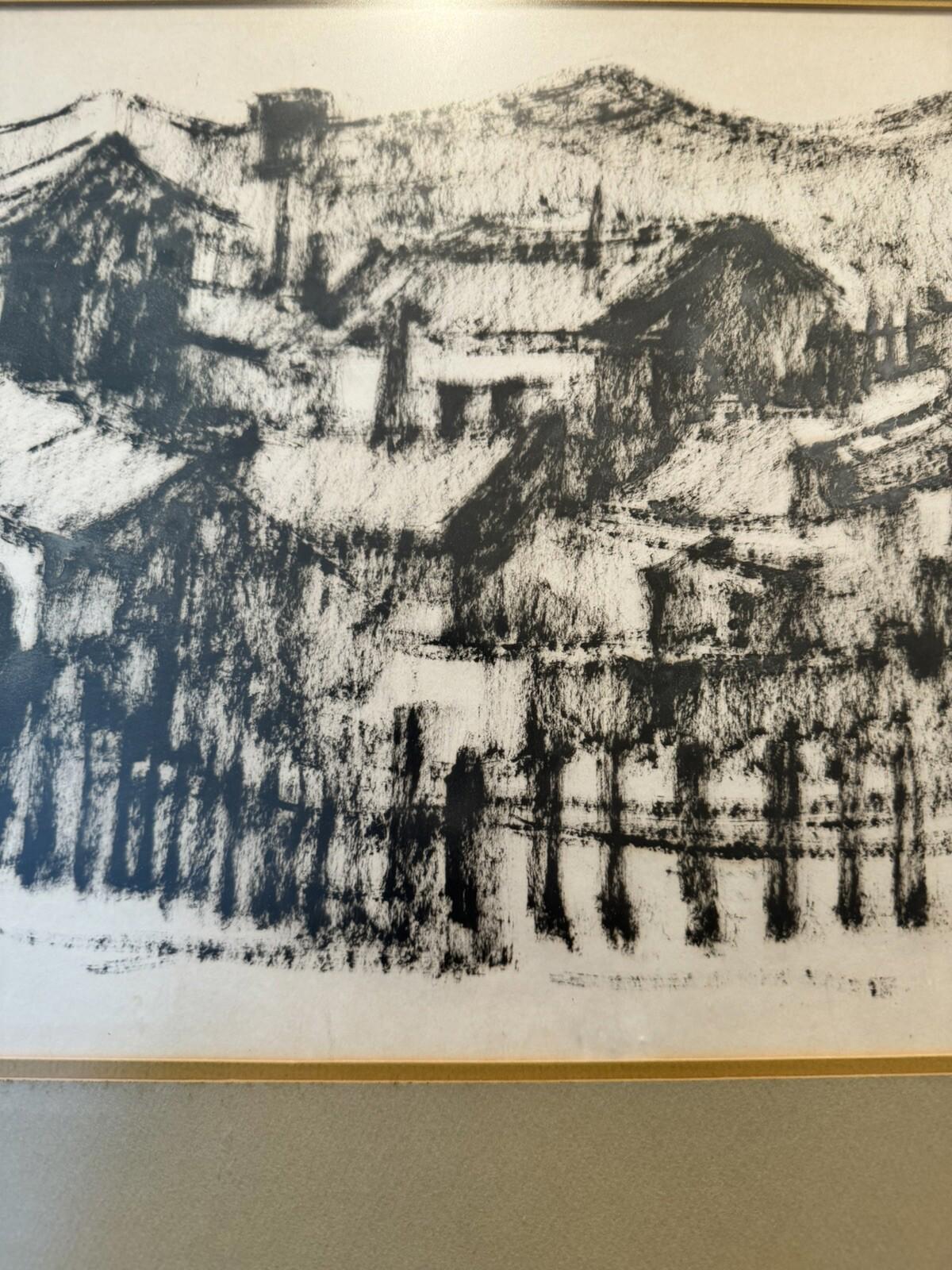 Blanka Tauber - Pastel on Paper City of Safed Houses 1969