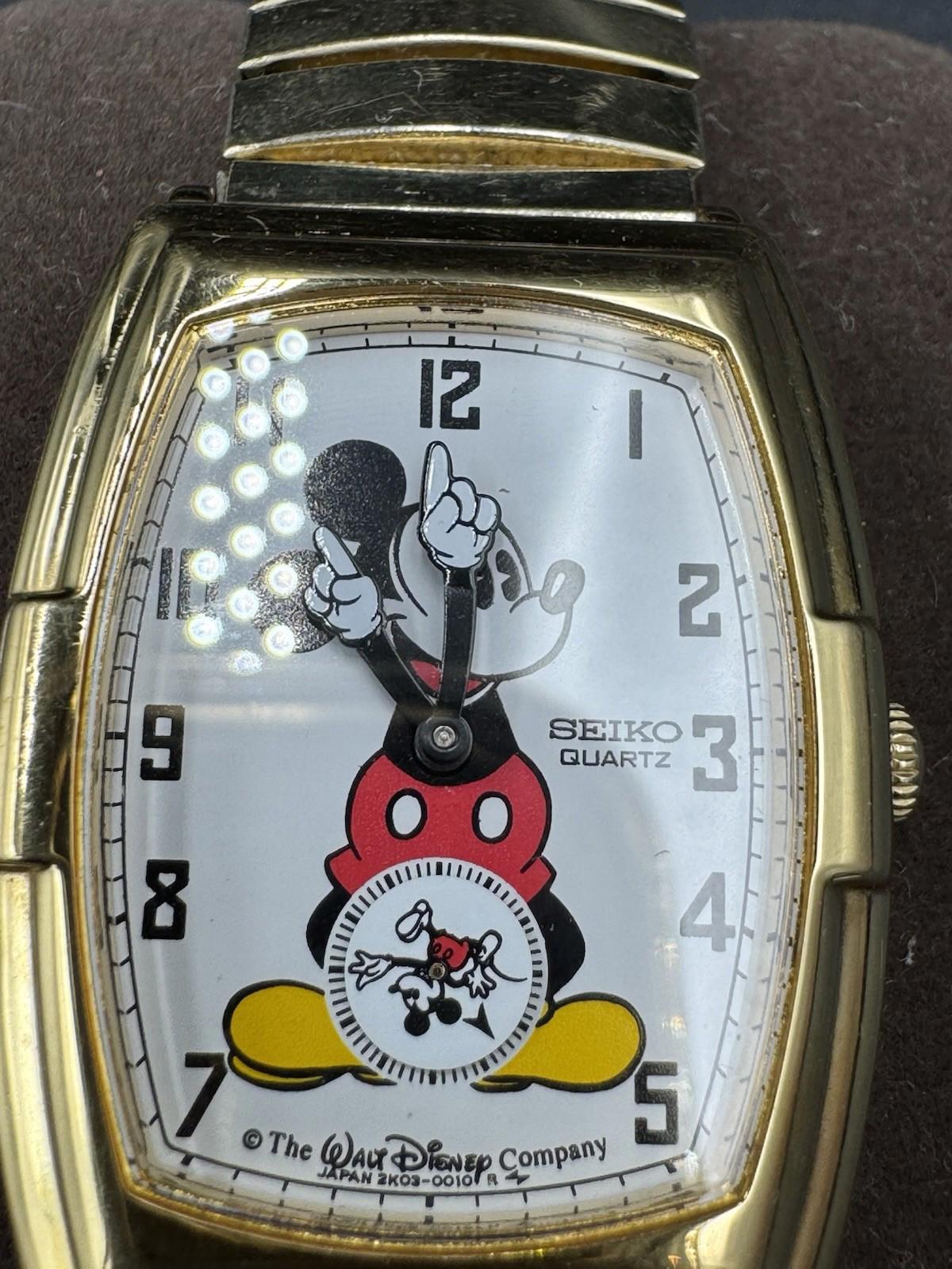 Seiko 80’s Vintage Mickey Mouse Watch 2K03-5019 Twist-O-Flex with New Battery VG