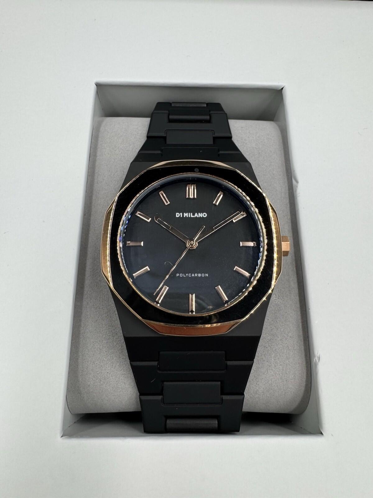 D1 MILANO Watch PCBU14 Polycarbonate Rose Gold Bezel and Black Mesh 40.5mm New M
