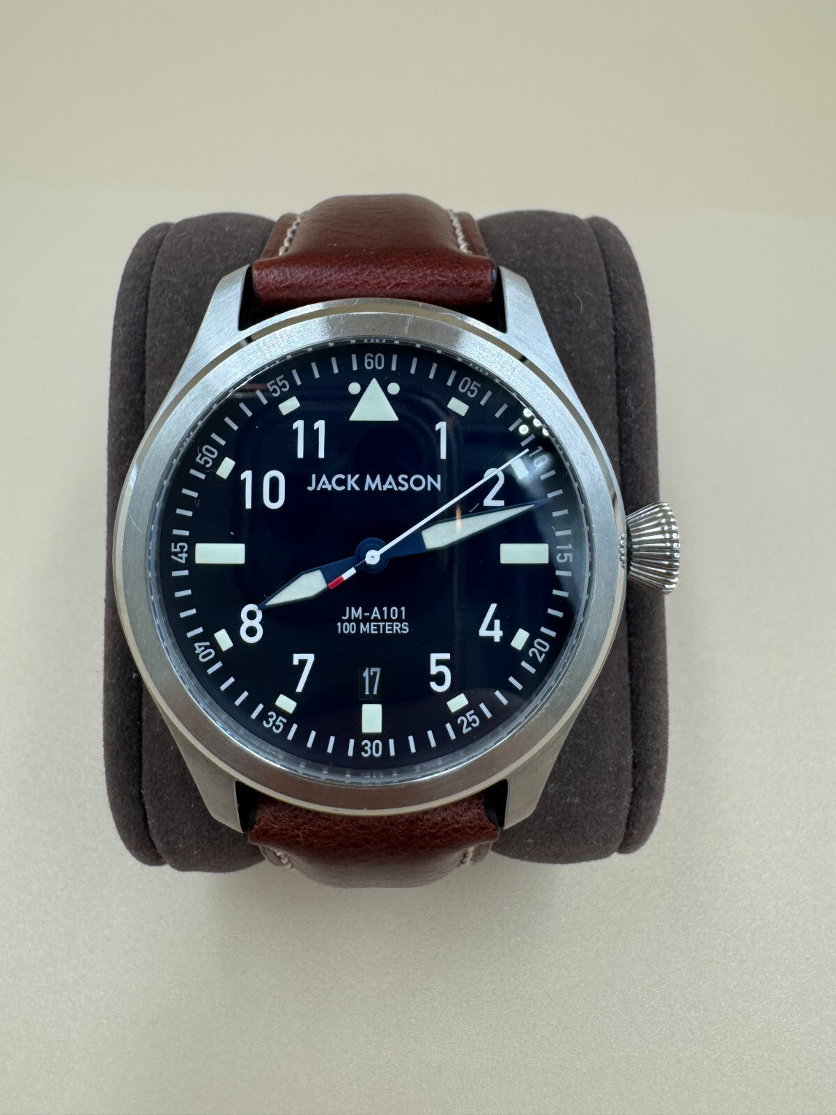 Jack Mason Pursuit Aviator JM-A101-004 | Black Dial Brown Original Leather Band