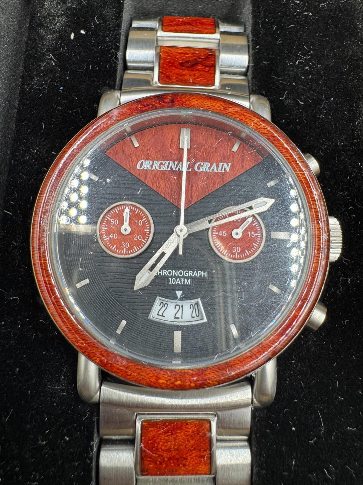 Original Grain Chrono Rosewood Alterra 44mm Analog Watch (Discontinued Finish) N