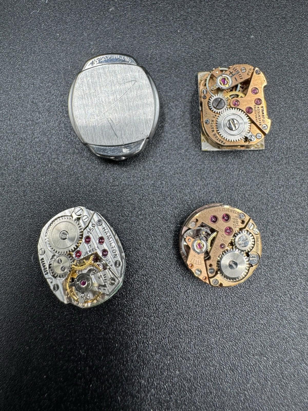 Watch Movements Lot of 4 Hamilton Benrus Riviera Hoga 17J