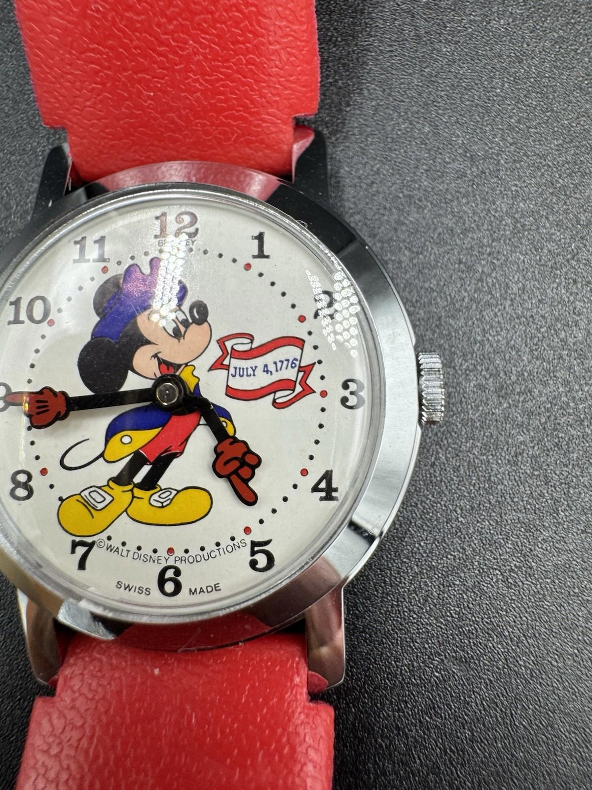 Bradley Mickey Mouse Bicentennial Watch 1976 Swiss In Box Commemorative Edition