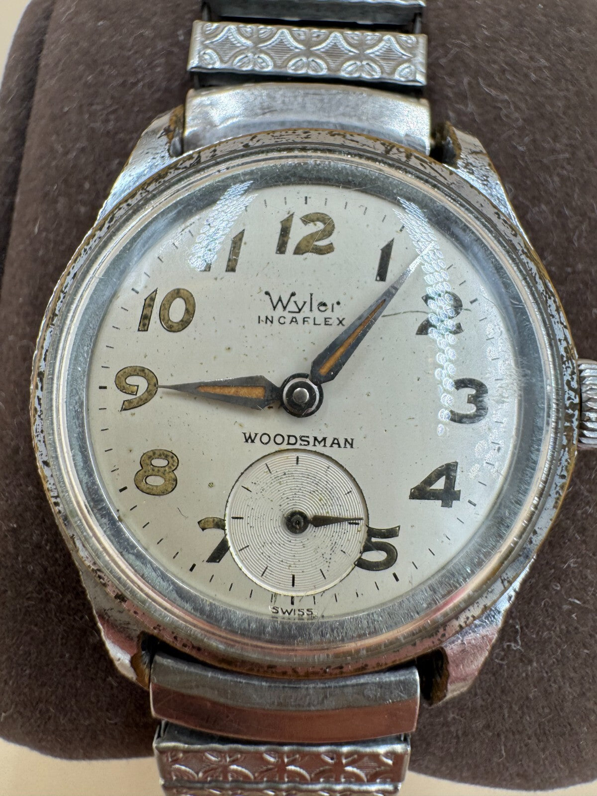 Wyler Incaflex Woodsman Manual Wind Watch Swiss Sub-Seconds Serviced Rare Dial G