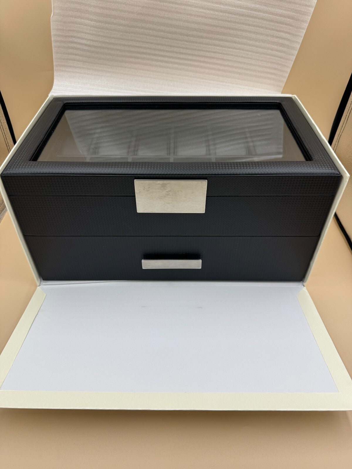 Glenor Co Watch Box  Valet Drawer for Men  24 Slot Luxury Watch Case GLWB24BK NM