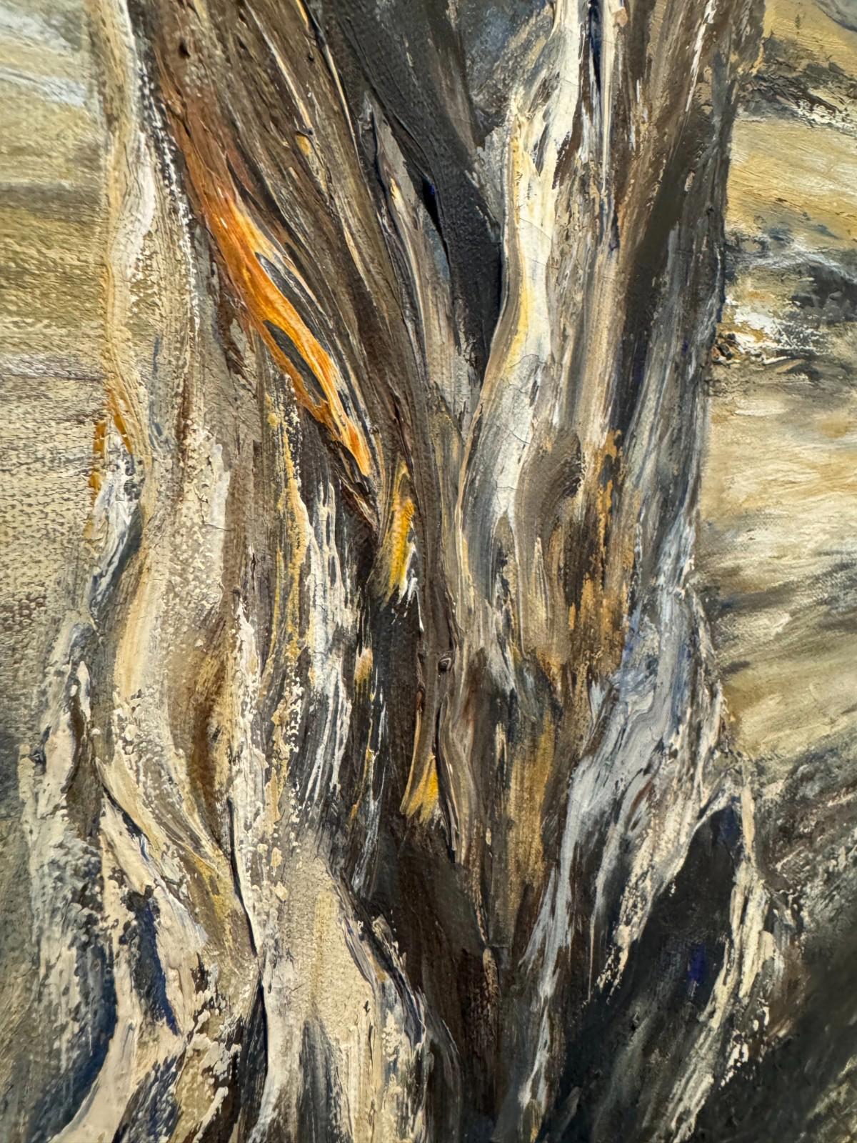 Vintage Framed Oil Painting Gnarled Olive Trees Landscape Signed Thorn 30x36 NM+