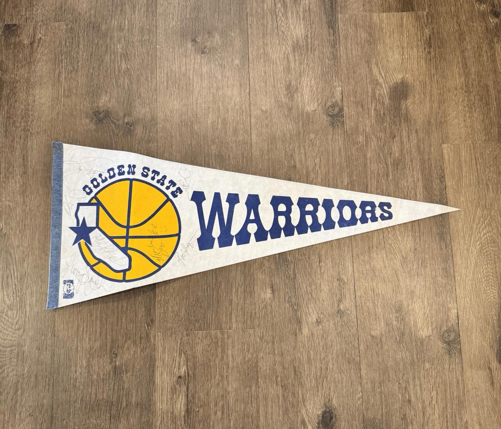 1988-89 Golden State Warriors Signed Pennant 7 Autos