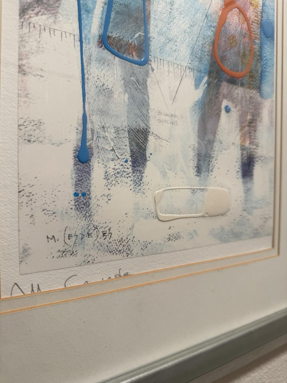 Signed Mario Cespedes Abstract Mixed Media Framed Original