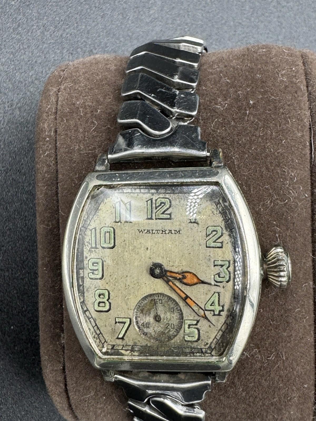 Vintage Waltham 7 Jewel Art Deco Tonneau Wristwatch Non-Running Serial 25822271