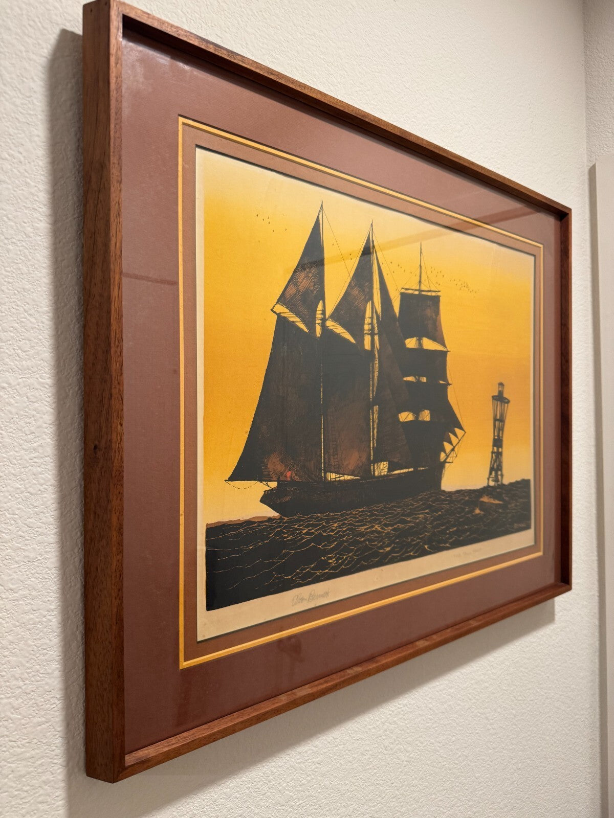 Elton Bennett The Tall Ship Signed Serigraph Framed Nautical Print Rare Original