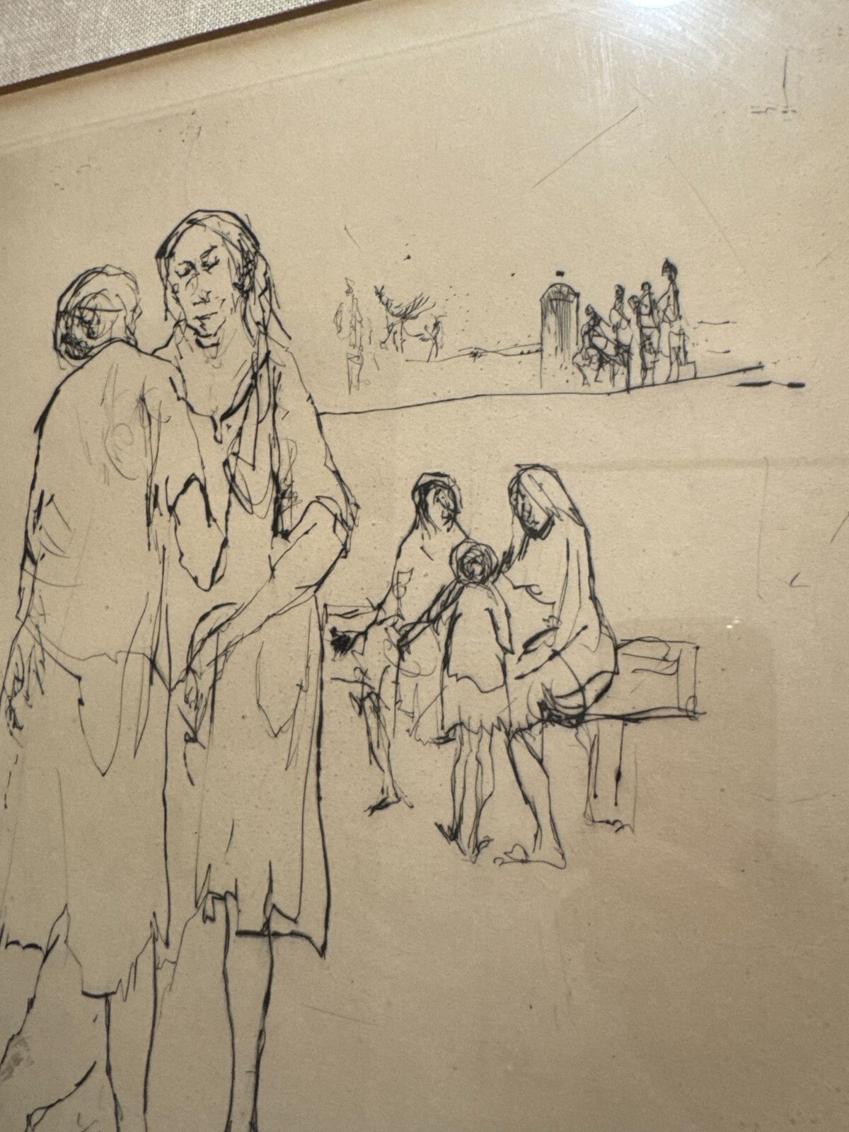 Fausey Limited Edition Etching 23/40 Women Figures Beach Scene Framed Good Condi