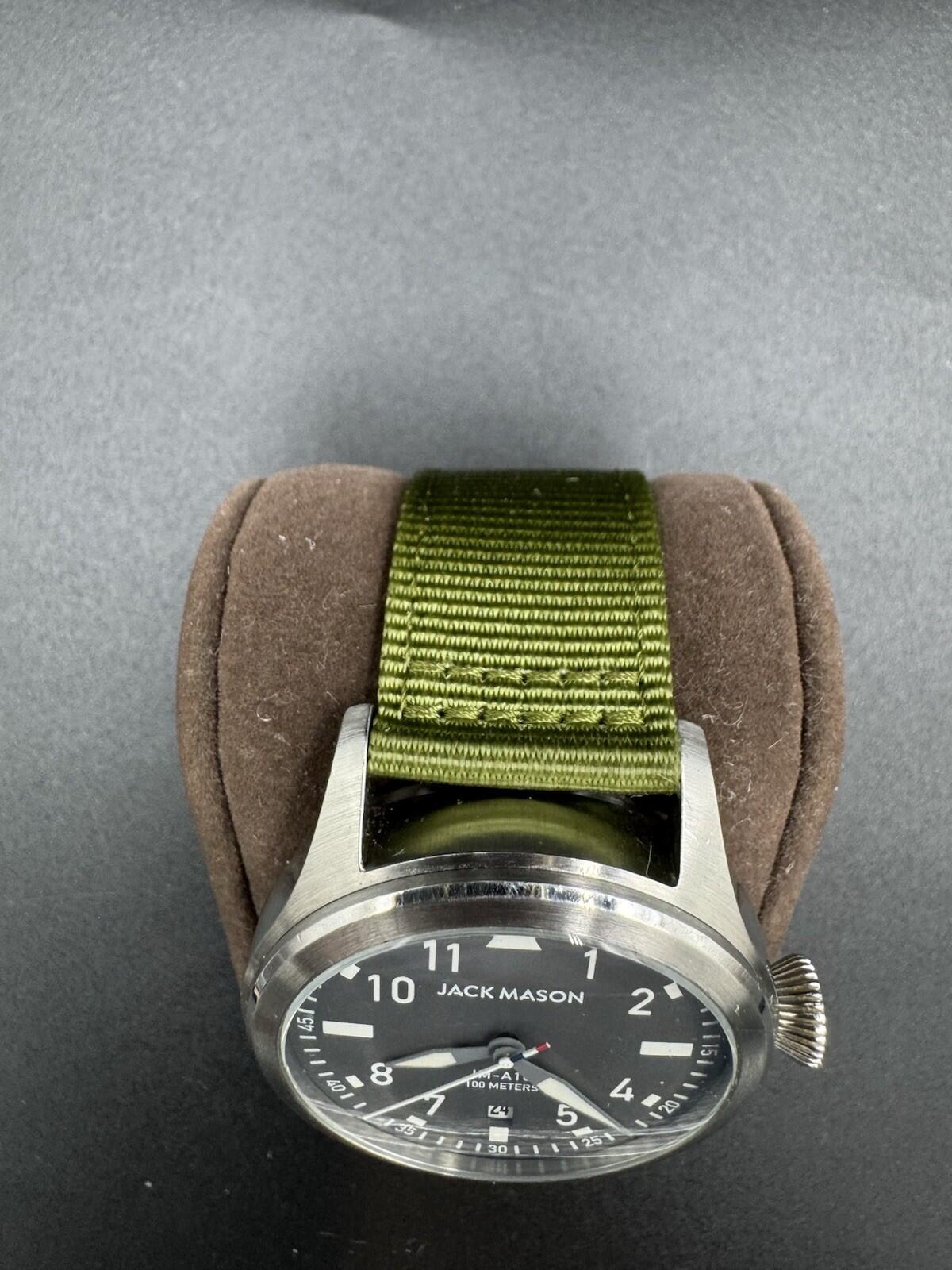 Jack Mason Aviation JM-A101-204 Green Nylon Strap 42mm Pilot Watch Missing Screw