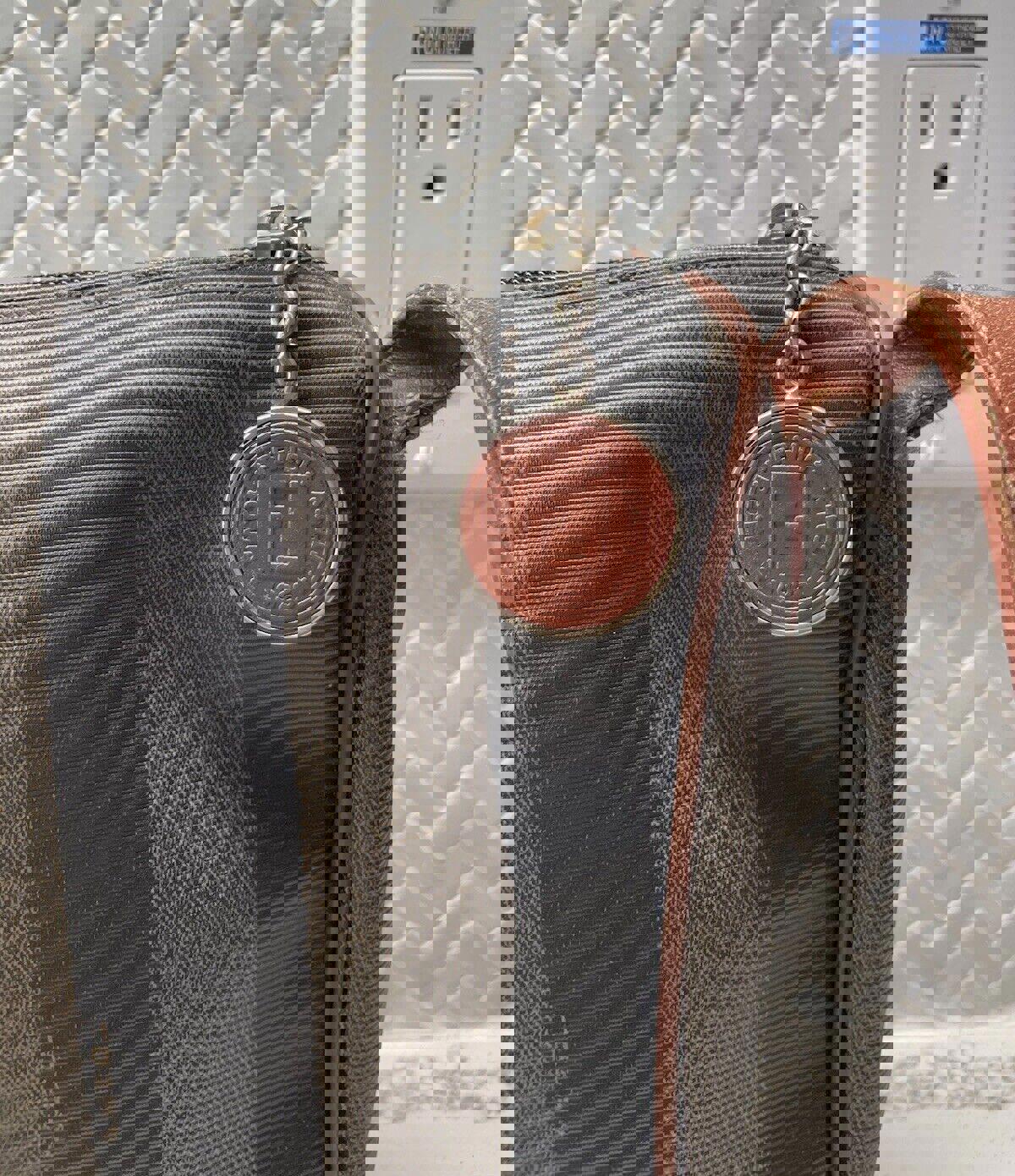 Vintage Fendi Pequin Striped Coated Canvas Crossbody Bag VG+