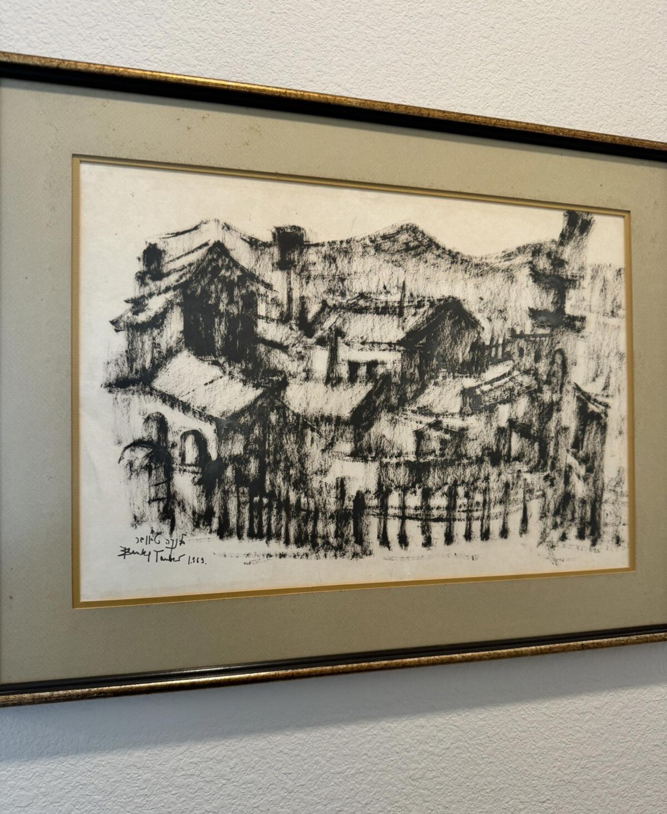 Blanka Tauber - Pastel on Paper City of Safed Houses 1969