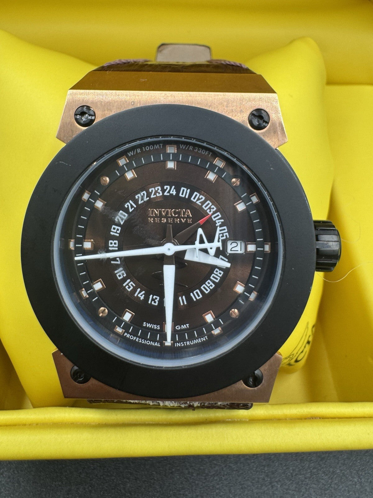 Men's Invicta Reserve Watch Brown Dial & Brown Leather Strap Model F0020 Russian