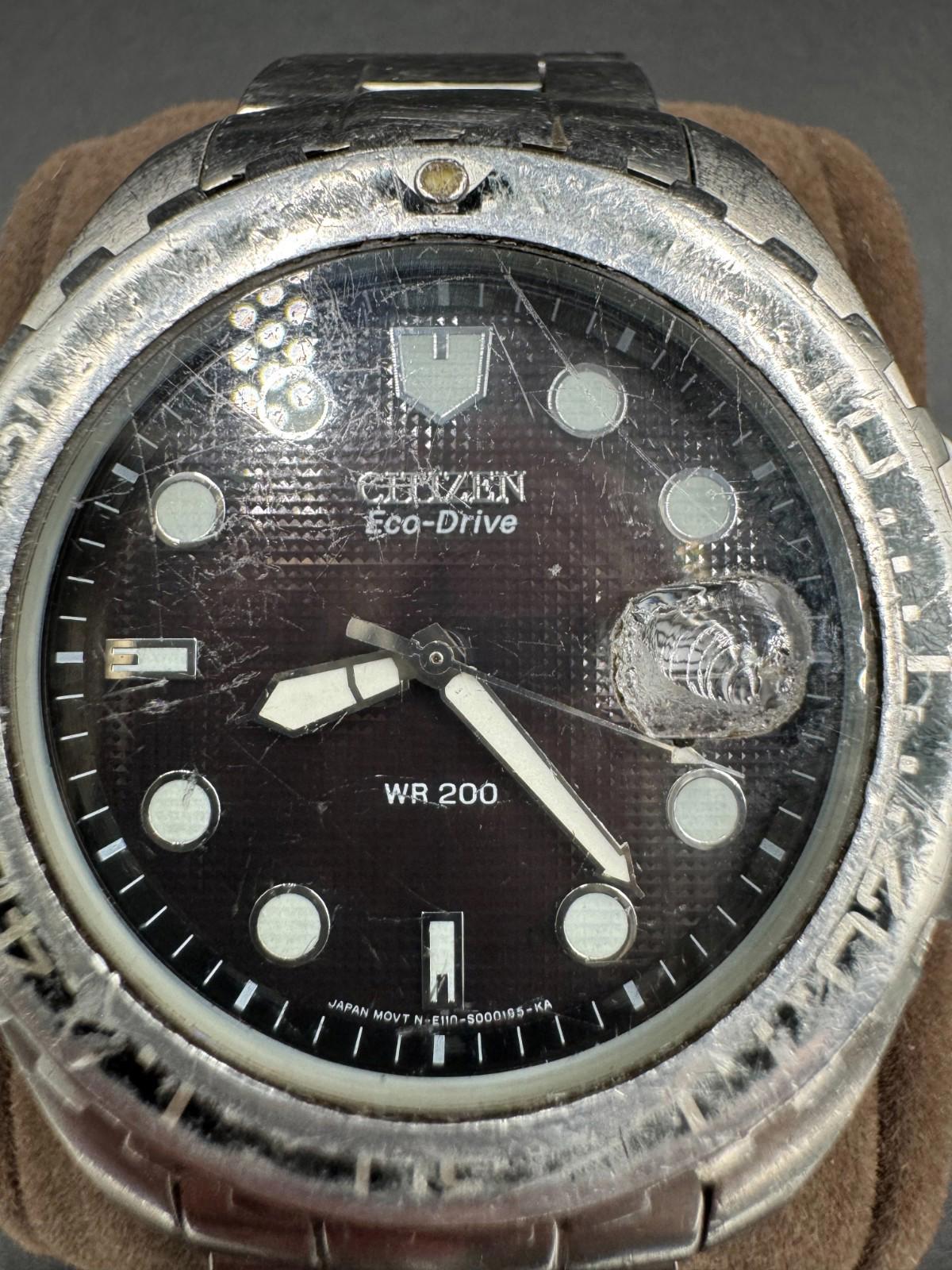 Vintage Citizen Eco-Drive Promaster Dive Watch 200m E100 Movement Used See Condi