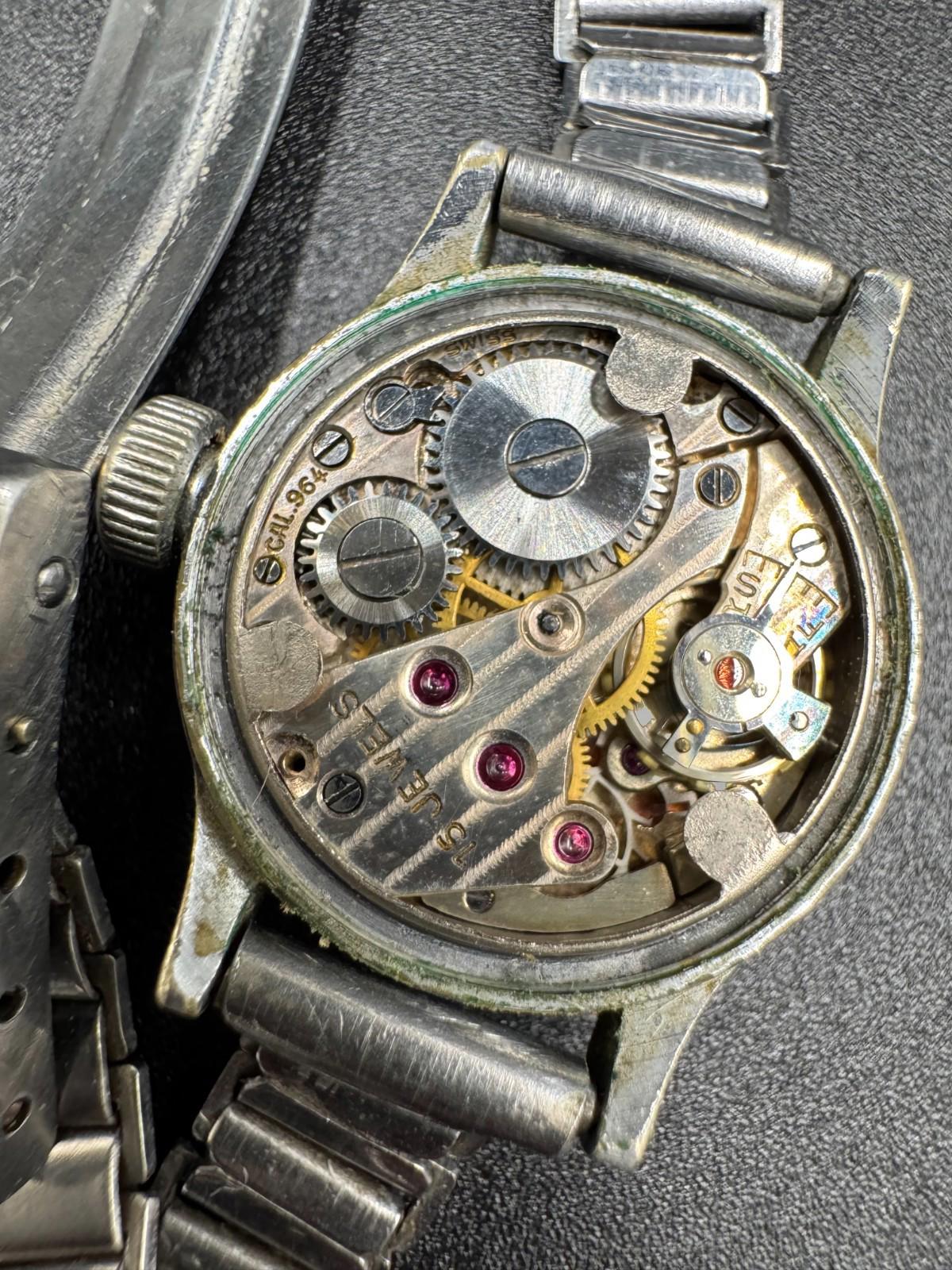 Vintage Eloga Waterproof Swiss Watch AS 964 15 Jewels Manual Wind Copper Dial VG