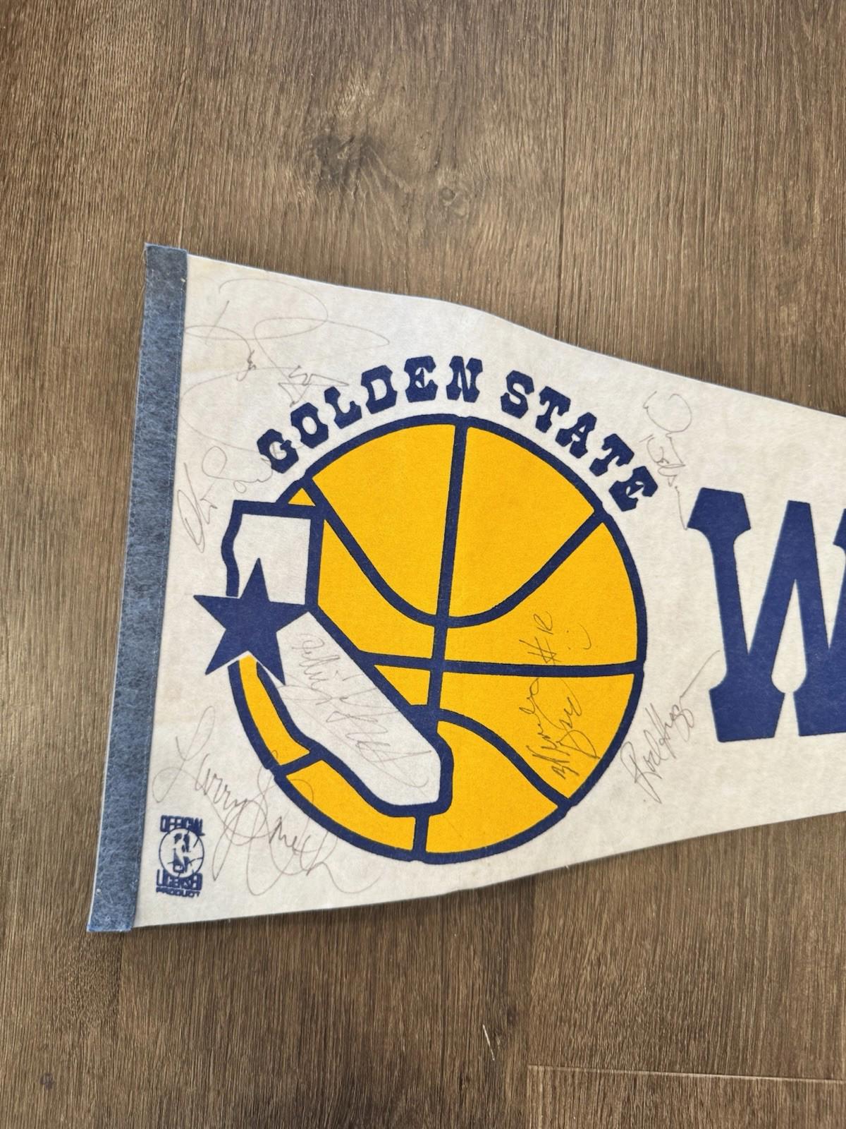 1988-89 Golden State Warriors Signed Pennant 7 Autos