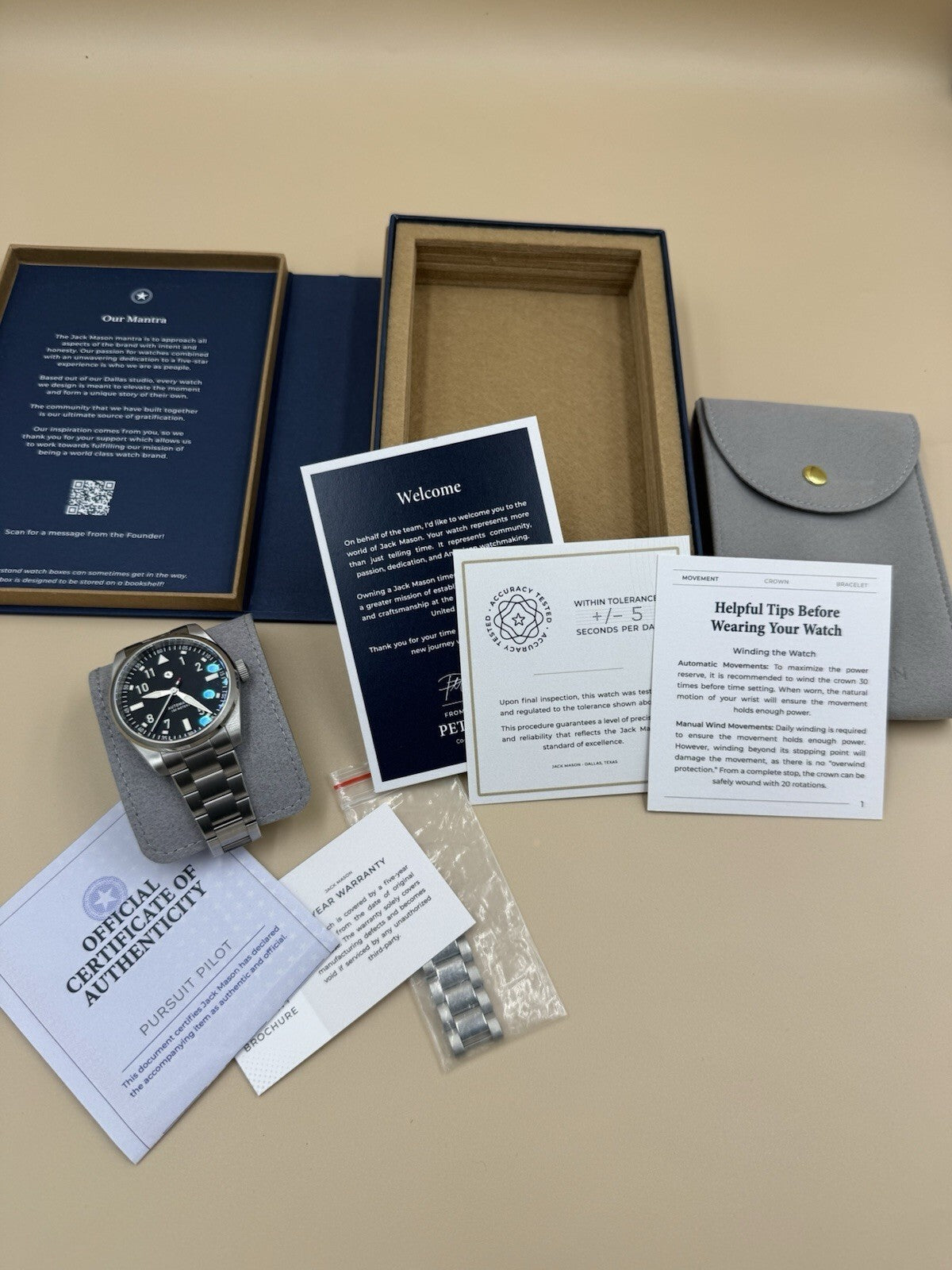Jack Mason Pursuit Automatic 150m Black Dial Stainless Steel Bracelet Box Certs
