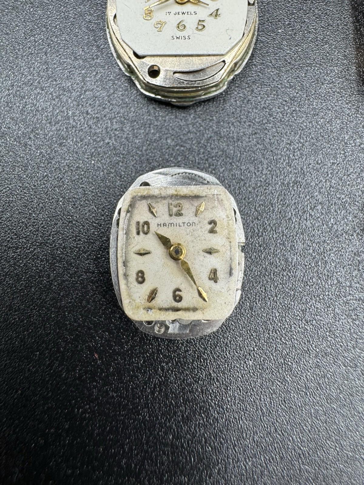 Watch Movements Lot of 4 Hamilton Benrus Riviera Hoga 17J