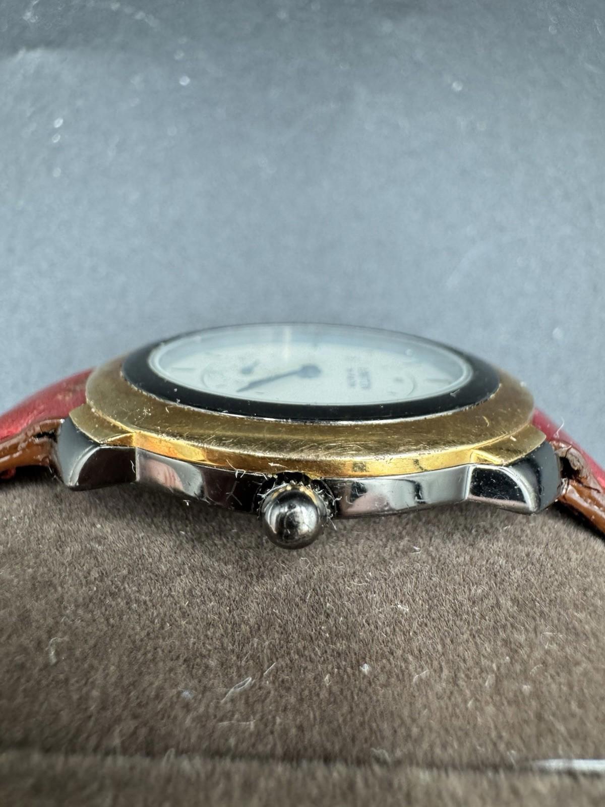 Vintage Benetton by Bulova Tachymeter Watch Red Velvet Strap 1990s Rare Collab G